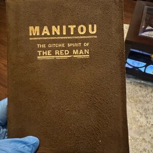 MANITOU Soft Suede Brown Book Cover with Gold Foil Title